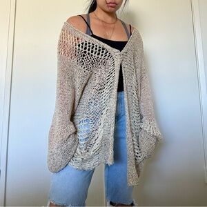 Vintage crochet open knit cardigan early 2000s size large